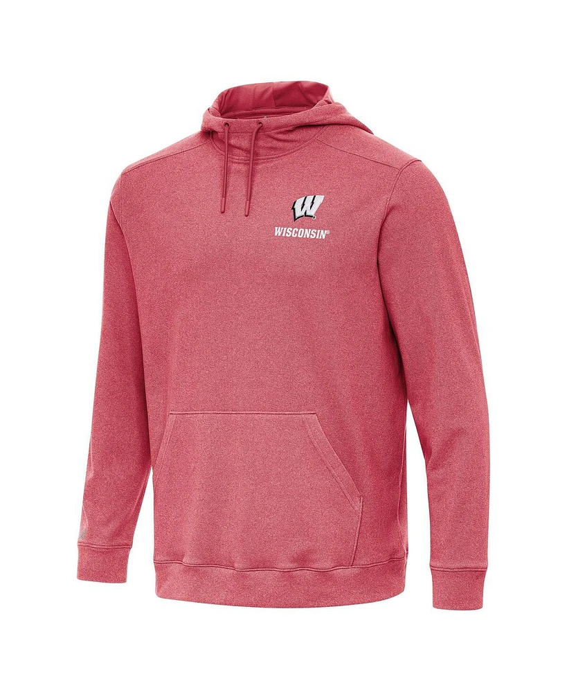 Antigua Men's Heather Red Wisconsin Badgers Cloud Pullover Hoodie