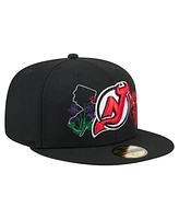 New Era Men's Black New Jersey Devils State Stitch 59FIFTY Fitted Hat