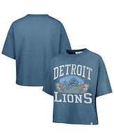 '47 Brand Women's Mineral Blue Detroit Lions Florentina Montauk Cropped T-Shirt
