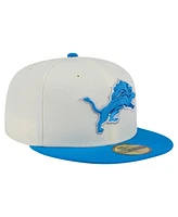 New Era Men's White/Blue Detroit Lions Main 59FIFTY Fitted Hat