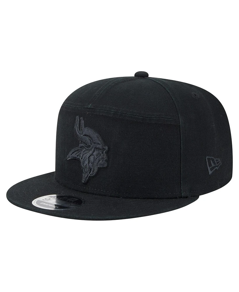 New Era Men's Black Minnesota Vikings Adventure Canvas Split Panel 9FIFTY Snapback Hat