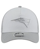 New Era Men's Gray New England Patriots Domain A-Frame Trucker 9FORTY Adjustable Hat