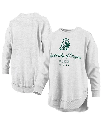 Pressbox Women's Heather Gray Oregon Ducks Field Day Melange Poncho Pullover Sweatshirt