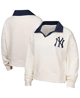 Outerstuff Girls Youth White New York Yankees Ballpark Hit Collared V-Neck Pullover Sweatshirt