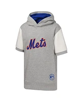 Outerstuff Big Boys and Girls Heather Gray New York Mets Line Up Short Sleeve Pullover Hoodie