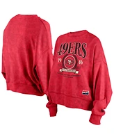 New Era Women's Scarlet San Francisco 49ers Throwback Boxy Sweatshirt
