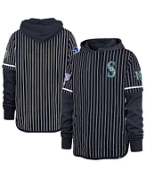 '47 Brand Men's Navy Seattle Mariners Pinstripe Double Header Pullover Hoodie