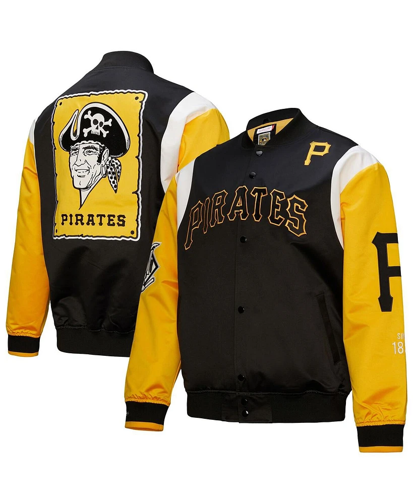 Mitchell & Ness Men's Black/Gold Pittsburgh Pirates Cooperstown Collection Team Origins Satin Full-Snap Jacket