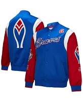 Mitchell & Ness Men's Royal/Red Atlanta Braves Cooperstown Collection Team Origins Satin Full-Snap Jacket