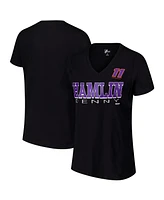 G-iii 4Her by Carl Banks Women's Black Denny Hamlin Strategy V-Neck T-Shirt