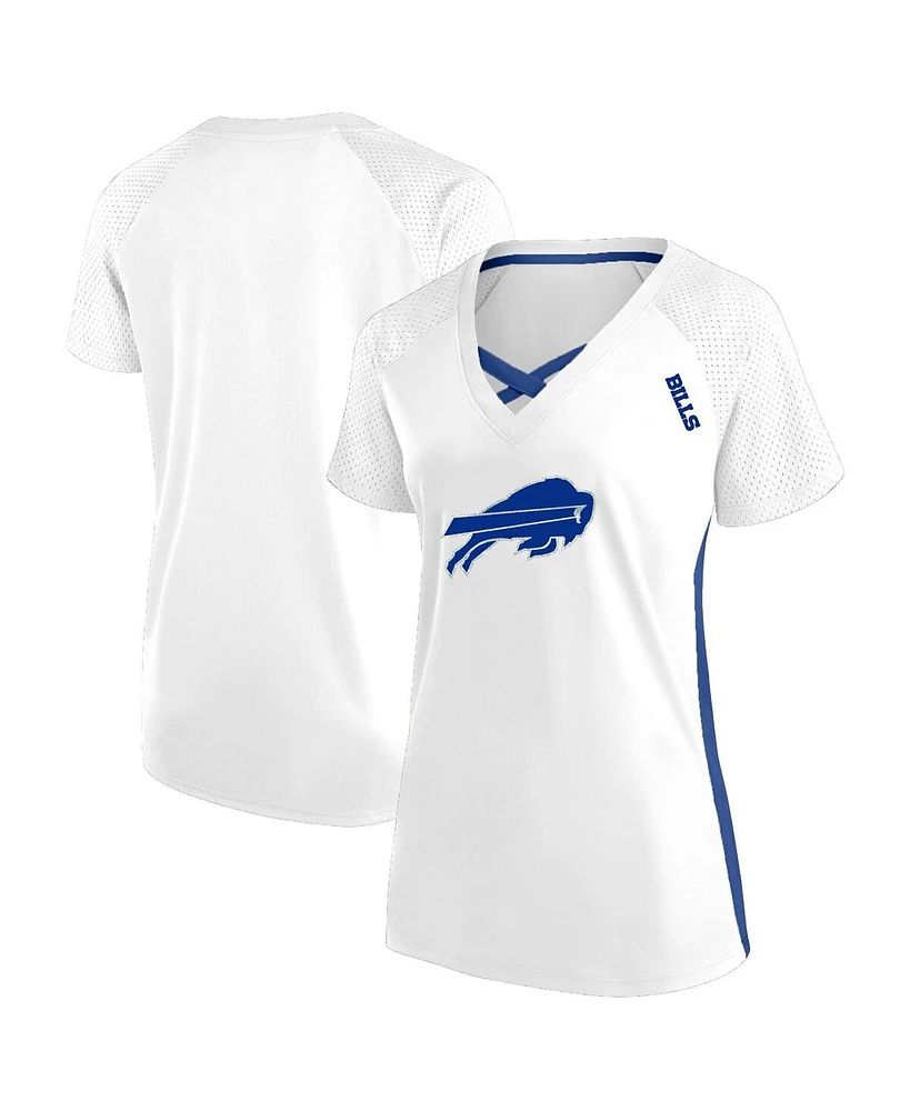 Fanatics Women's White Buffalo Bills Plus Glitter Lace-Up V- Neck T-Shirt