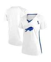 Fanatics Women's White Buffalo Bills Plus Glitter Lace-Up V- Neck T-Shirt