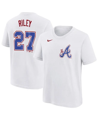 Nike Big Boy's and Girl's Austin Riley White Atlanta Braves Fuse City Connect Name Number T-Shirt