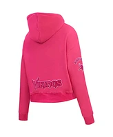 Pro Standard Women's Pink Minnesota Vikings Triple Pink Cropped Fleece Pullover Hoodie