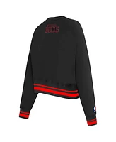 Pro Standard Women's Black Chicago Bulls Area Code Cropped Pullover Sweatshirt