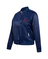 Pro Standard Women's Navy Atlanta Braves Rhinestone Satin Full-Snap Jacket