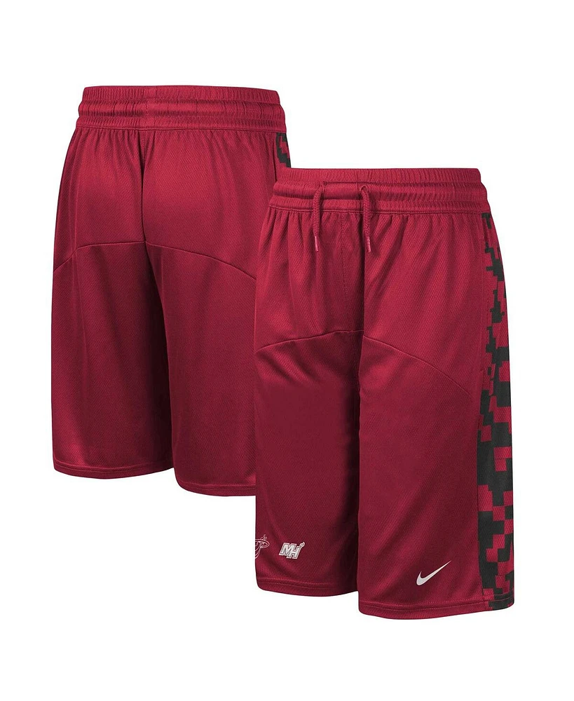 Nike Big Boys Red Miami Heat Courtside Starting Five Team Shorts