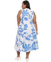 London Times Plus V-Neck Sleeveless Midi Dress