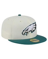 New Era Men's White/Midnight Green Philadelphia Eagles Main 59FIFTY Fitted Hat