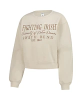 ZooZatz Women's Sand Notre Dame Fighting Irish Cropped Crewneck Sweatshirt