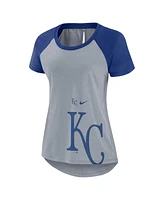 Nike Women's Heather Gray Kansas City Royals Summer Breeze Raglan Fashion T-Shirt