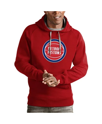 Antigua Men's Red Detroit Pistons Team Logo Victory Pullover Hoodie