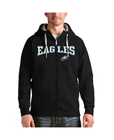 Antigua Men's Black Philadelphia Eagles Wordmark Victory Full-Zip Hoodie