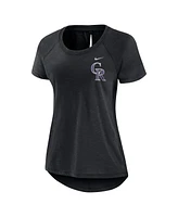 Nike Women's Heather Black Colorado Rockies Summer Breeze Raglan Fashion T-Shirt