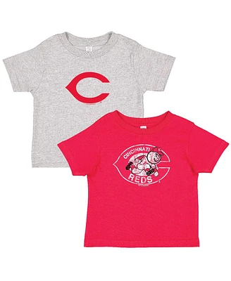 Soft as a Grape Toddler Red/Heather Gray Cincinnati Reds Cooperstown Collection T-Shirt, Set of 2