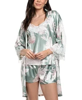 Linea Donatella Women's Athiya Satin Floral Wrap Robe