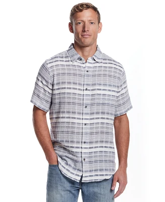 Weatherproof Vintage Men's Short Sleeve Dobby Stripe Button-Front Shirt