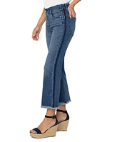 Liverpool Los Angeles Petite Gia Glider Frayed-Hem Cropped Flare Jeans