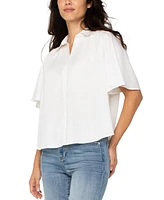 Liverpool Los Angeles Women's Shirred-Shoulder Relaxed Shirt