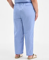 On 34th Plus Striped High-Rise Pull-On Pants, Exclusively at Macy's