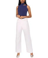 1.state Women's Mock Neck Cutout Sleeveless Top