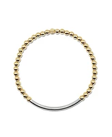 Non-Tarnishing 4mm Gold Filled Ball and Sterling Silver Tube Stretch Bracelet