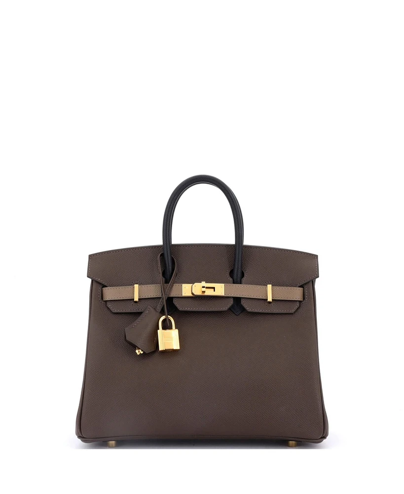 Pre-Owned Hermes Birkin 25 Handbag Tricolor Epsom with Rose Gold Hardware