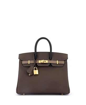 Pre-Owned Hermes Birkin 25 Handbag Tricolor Epsom with Rose Gold Hardware