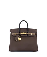 Pre-Owned Hermes Birkin 25 Handbag Tricolor Epsom with Rose Gold Hardware