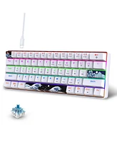60% Mechanical Gaming Keyboard,61 Keys Blue Switches,Wired Mechanical Keyboard with Led Backlit,Compact Ergonomic Keyboard (White)
