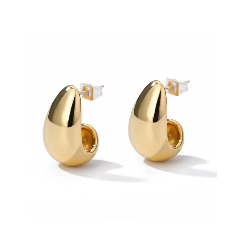 Dome Huggie Teardrop Earrings
