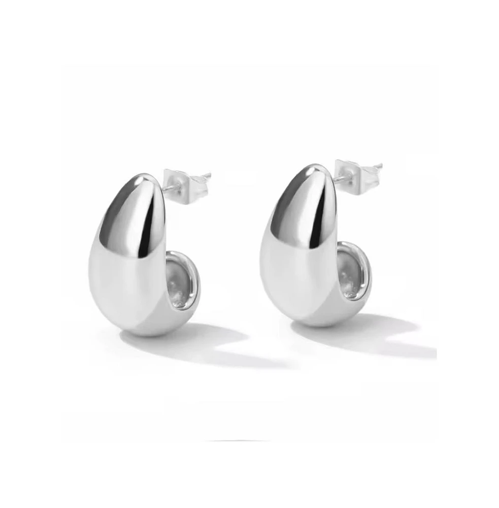 Dome Huggie Teardrop Earrings