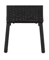 3-Section Wicker Raised Planter Box - 3 Removable Plastic Inserts - Above Ground Raised Garden Bed with Legs - 30.75" W x 11.75" D x 22" H