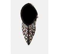 Fancy Mirror Embellished Platform High Heel Boots