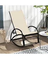 2-in-1 Outdoor Rocking Chair with 4-Position Adjustable Backrest for Patio Porch Poolside