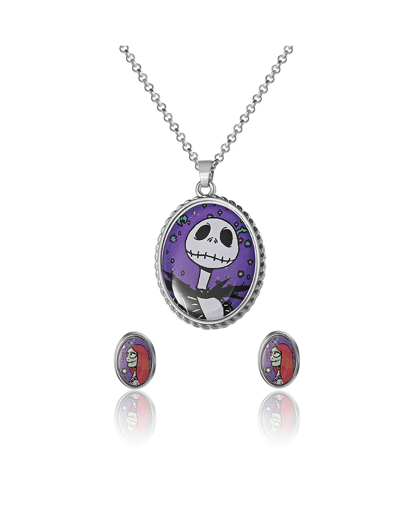 Nightmare Before Christmas Jewelry Set - Jack & Sally Necklace and Earrings