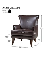 Hardamon Contemporary Leather Arm Chair with Nailhead Trim