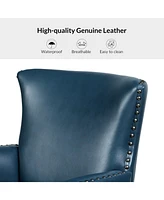 Hardamon Contemporary Leather Arm Chair with Nailhead Trim