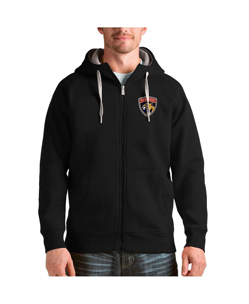 Antigua Men's Black Florida Panthers Logo Victory Full-Zip Hoodie