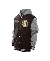 New Era Men's Brown San Diego Padres Throwback Prep Full-Snap Hoodie Jacket